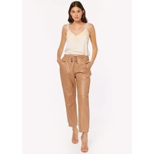 CAMI NYC Adene Vegan Leather Elastic Waist Pant Minimalist Old Money sz Small